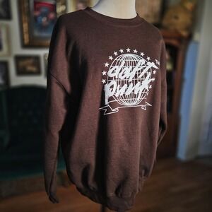 Daft Punk Globe Logo Graphic Sweatshirt Brown Mens Large Crewneck Pullover